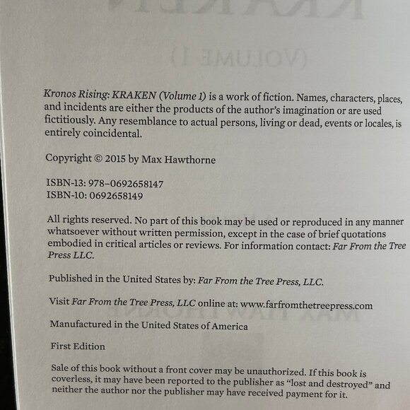 Kronos Rising: Kraken (Volume 1): The - Paperback, by Hawthorne Max -Very Good - Picture 7 of 10